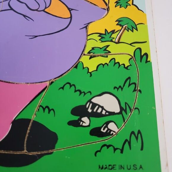 Vintage 80s Playskool Purple Elephant Eleroo Wooden Puzzle Kids Early Learning - Picture 4 of 10